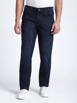 R&B - Men Navy Blue Solid Tapered Jeans