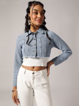 Belliskey - Women Blue Textured Jacket