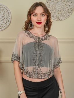 DEBONATELLA - Women White Embellished Shrug