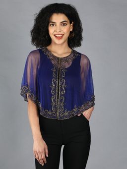 DEBONATELLA - Women Navy Blue Embellished Shrug