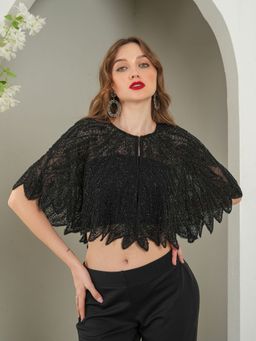 DEBONATELLA - Women Black Embellished Shrug