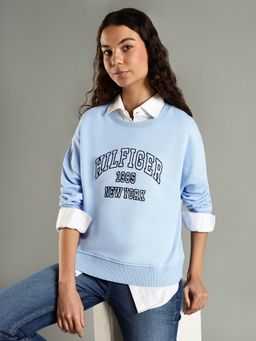 Tommy Hilfiger - Women Blue Typography Sweatshirt