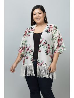 PURYS PLUS - Women Ivory Floral Shrug