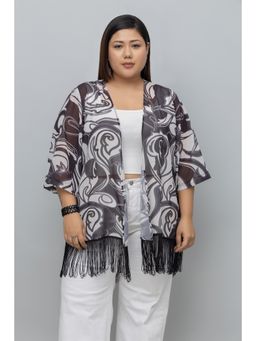 PURYS PLUS - Women Grey Abstract Shrug