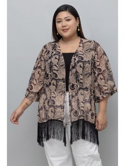 PURYS PLUS - Women Beige Paisley Shrug