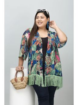 PURYS PLUS - Women Green Floral Shrug