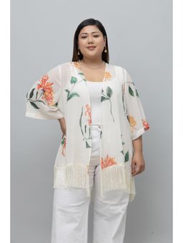 PURYS PLUS - Women White Floral Shrug