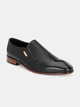 EGOSS - Madrid Genuine Leather Perforated Formal Loafers Black