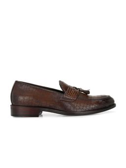 EGOSS - Ibiza Genuine Leather Tassel Moccasins Formal Shoes Brown