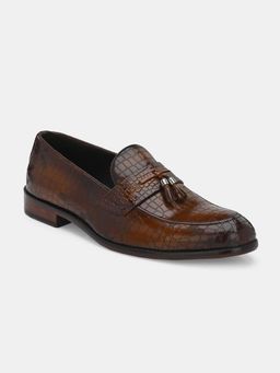 EGOSS - Ibiza Genuine Leather Tassel Moccasins Formal Shoes Tan