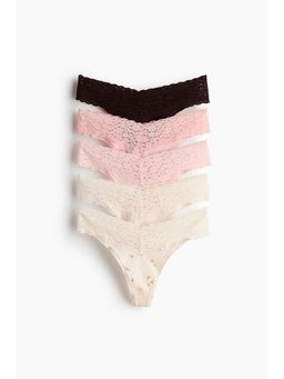 H&M - Women Multi-Color 5-Pack Lace Thong Briefs