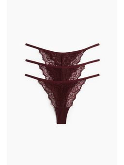 H&M - Women Multi-Color 3-Pack Lace Tanga Thong Briefs