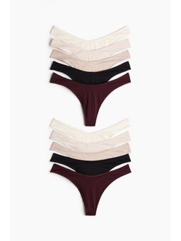 H&M - Women Multi-Color 10-Pack Cotton Thong Briefs