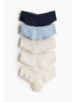 H&M - Women Beige 5-Pack Cotton And Lace Hipster Briefs