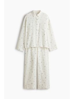 H&M - Women White Cotton Muslin Pyjamas With Shirt