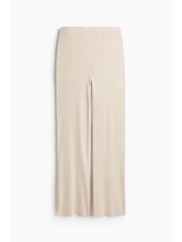 H&M - Women Beige Rib-Knit Trousers