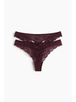 H&M - Women Red 2-Pack Lace Thong Briefs