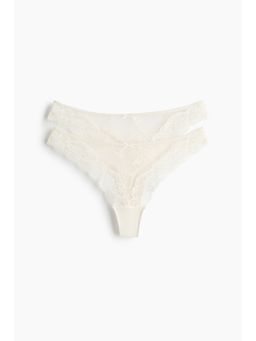 H&M - Women White 2-Pack Lace Thong Briefs