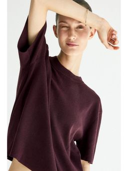 H&M - Women Red Fine-Knit T-Shirt