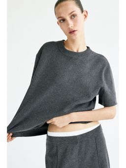 H&M - Women Grey Fine-Knit T-Shirt