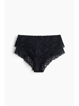 H&M - Women Black 2-Pack Lace Hipster Briefs