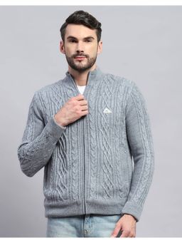 Monte Carlo - Men's Woven Light Grey High Neck Full Sleeve Jacket
