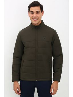 Allen Solly - Men Olive Solid Full Sleeves Casual Jacket
