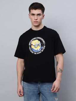 Free Authority - Black Minions Movie Printed Loose Fit T-Shirt