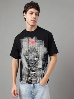 Free Authority - House Of Dragon Printed Oversized Black T-Shirt