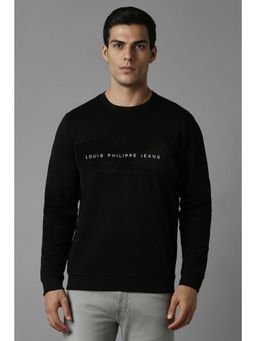 Louis Philippe - Men Casual Black Solid Sweatshirt