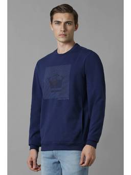 Louis Philippe - Men Casual Navy Blue Printed Sweatshirt