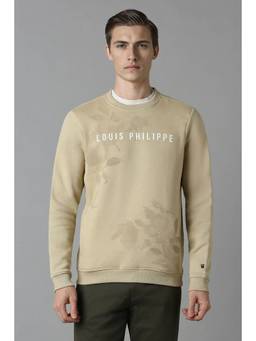 Louis Philippe - Men Casual Beige Print Sweatshirt