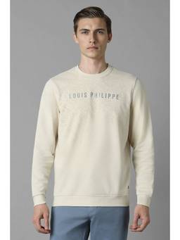 Louis Philippe - Men Casual Cream Print Sweatshirt