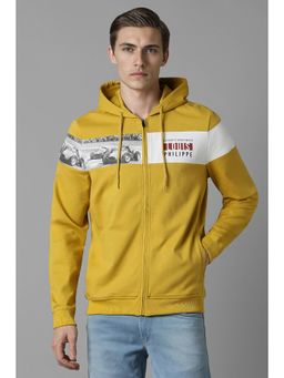 Louis Philippe - Men Casual Yellow Graphic Print Hoodie