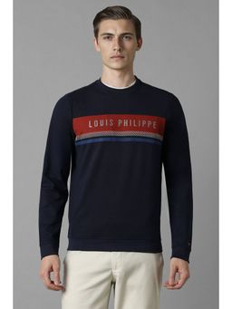 Louis Philippe - Men Casual Navy Blue Printed Sweatshirt