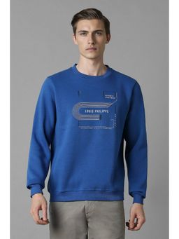 Louis Philippe - Men Casual Blue Printed Sweatshirt
