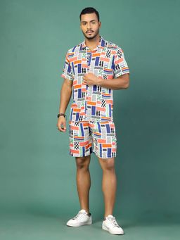 RIGO - Men Multi-Colors Motif Printed Co-Ord (Set of 2)