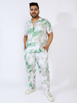 Instafab Plus - Men's Pistachio Green Tie-Dye Co-Ord (Set of 2)