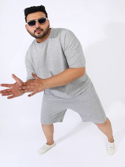 Instafab Plus - Men's Light Grey Solid Co-Ord (Set of 2)