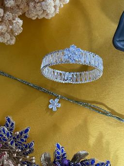 Digital Dress Room - White Stone Flower Ad Rakhi with Bracelet