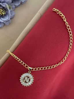 Digital Dress Room - N Letter Diamond Bracelet Rakhi