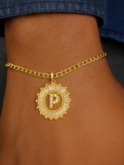 Digital Dress Room - P Letter Diamond Bracelet Rakhi