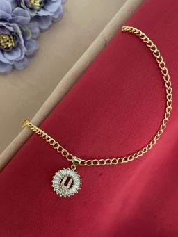 Digital Dress Room - U Letter Diamond Bracelet Rakhi