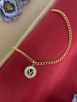 Digital Dress Room - V Letter Diamond Bracelet Rakhi