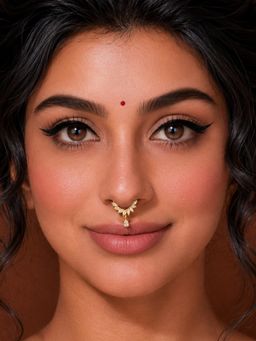 ADIVA - Gold-Plated Cut Ad Stone Drop Charm Septum Nose Ring