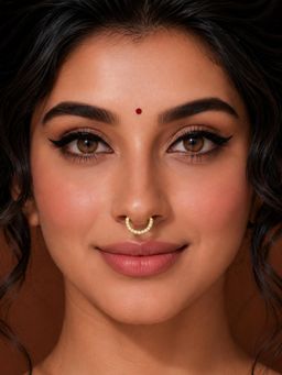 ADIVA - Gold-Plated Round Cut Ad Stone Classic Septum Nose Ring