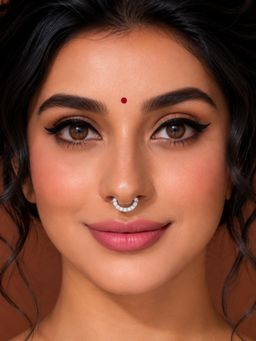 ADIVA - Silver-Plated Round Cut Ad Stone Septum Nose Ring