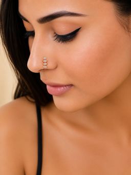 ADIVA - Rose Gold-Plated White Ad Stone Septum Nose Pin