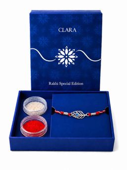 CLARA - 925 Sterling Silver Morpankh Rakhi with Roli Chawal