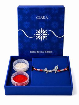 CLARA - 925 Sterling Silver Radhe Krishna Rakhi with Roli Chawal